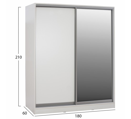 ΝΤΟΥΛΑΠΑ ADLER ΜΕΛΑΜΙΝΗΣ ΛΕΥΚΗ ΜΕ ΚΑΘΡΕΠΤΗ HM2437.03  180X60X210Υεκ. 2φυλλη