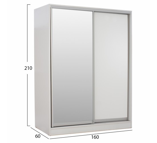 ΝΤΟΥΛΑΠΑ ADLER ΜΕΛΑΜΙΝΗΣ ΛΕΥΚΗ ΜΕ ΚΑΘΡΕΠΤΗ HM2434.03 160x60x210 εκ. 2φυλλη