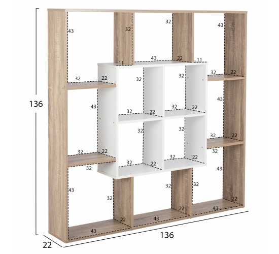 ΒΙΒΛΙΟΘΗΚΗ BRODY HM8771.01 136X22X136 ΛΕΥΚΟ