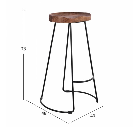 ΣΚΑΜΠΟ BAR ELEANOR HM8363.11 ΜΑΣΙΦ ΞΥΛΟ ΑΚΑΚΙΑΣ-ΜΕΤΑΛΛΟ 50x43x78Υεκ.