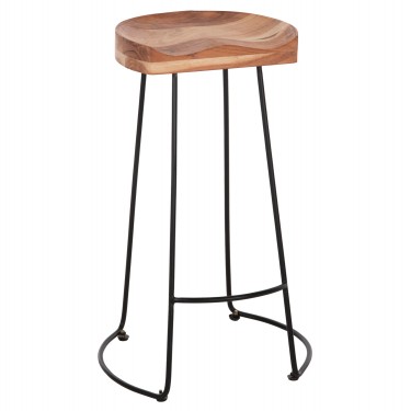 ΣΚΑΜΠΟ BAR ELEANOR HM8363.11 ΜΑΣΙΦ ΞΥΛΟ ΑΚΑΚΙΑΣ-ΜΕΤΑΛΛΟ 50x43x78Υεκ.