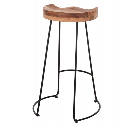 ΣΚΑΜΠΟ BAR ELEANOR HM8363.11 ΜΑΣΙΦ ΞΥΛΟ ΑΚΑΚΙΑΣ-ΜΕΤΑΛΛΟ 50x43x78Υεκ.