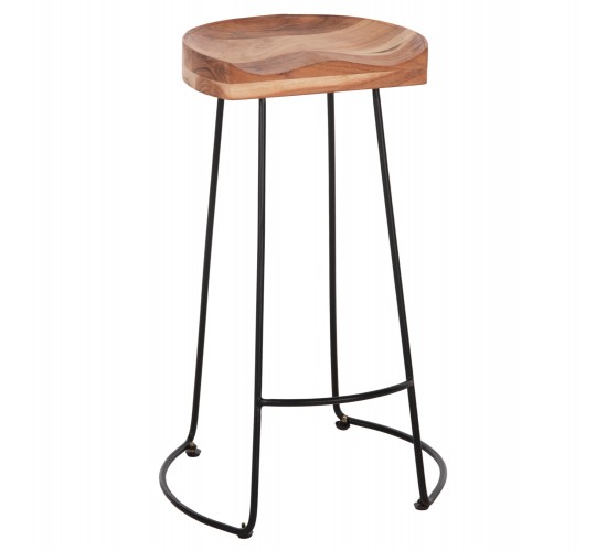 ΣΚΑΜΠΟ BAR ELEANOR HM8363.11 ΜΑΣΙΦ ΞΥΛΟ ΑΚΑΚΙΑΣ-ΜΕΤΑΛΛΟ 50x43x78Υεκ.