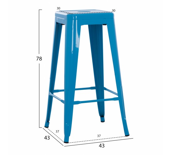 ΣΚΑΜΠΟ BAR ΜΕΤΑΛΛΙΚΟ MELITA ΣΕ ΜΠΛΕ HM8642.08 43x43x78 εκ.