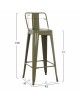 ΣΚΑΜΠΟ BAR ΜΕΤΑΛΛΙΚΟ MELITA ME ΠΛΑΤΗ ΣΕ DARK OLIVE GREEN HM8643.03 43Χ43Χ100εκ.