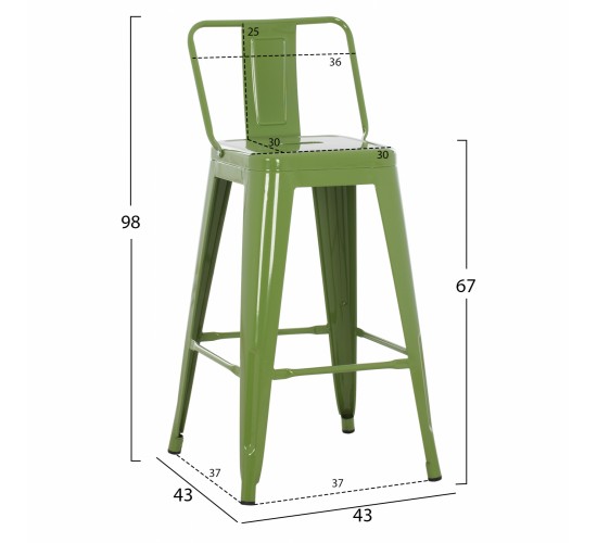 ΣΚΑΜΠΟ ΜΕΣΑΙΟΥ ΥΨΟΥΣ ΜΕΤΑΛΛΙΚΟ MELITA ΣΕ LIGHT OLIVE GREEN HM8574.13 42x42x98 εκ.