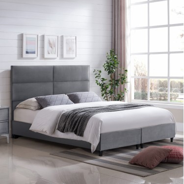 ΚΡΕΒΑΤΙ MILO ΑΠΟ ΓΚΡΙ ΒΕΛΟΥΔΟ HM616.10 ΓΙΑ ΣΤΡΩΜΑ 160x200 EK. Υπέρδιπλο