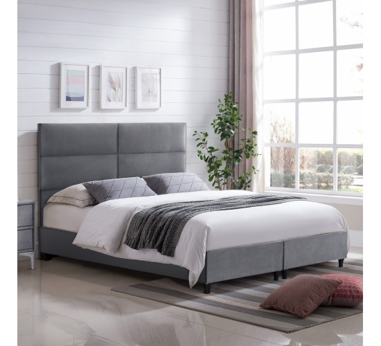 ΚΡΕΒΑΤΙ MILO ΑΠΟ ΓΚΡΙ ΒΕΛΟΥΔΟ HM616.10 ΓΙΑ ΣΤΡΩΜΑ 160x200 EK. Υπέρδιπλο