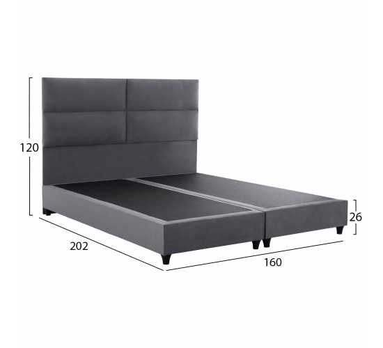 ΚΡΕΒΑΤΙ MILO ΑΠΟ ΓΚΡΙ ΒΕΛΟΥΔΟ HM616.10 ΓΙΑ ΣΤΡΩΜΑ 160x200 EK. Υπέρδιπλο