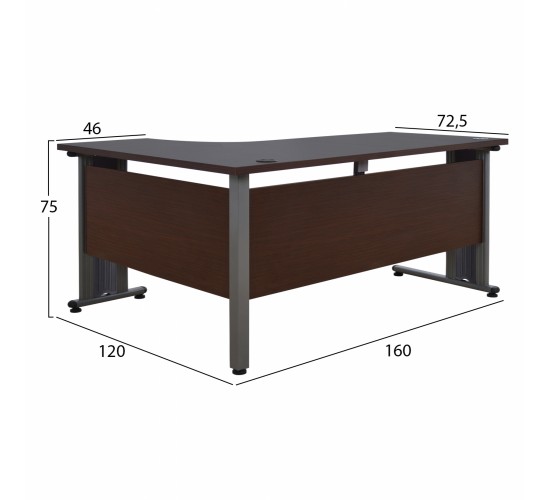 ΓΡΑΦΕΙΟ ΕΠΑΓΓΕΛΜΑΤΙΚΟ VALDEN HM2043.02R WENGE ΜΕ ΔΕΞΙΑ ΓΩΝΙΑ 160X120X75