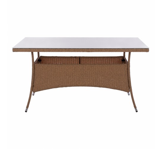 ΤΡΑΠΕΖΙ ΜΕΤΑΛΛΙΚΟ MINSK RATTAN ΜΠΕΖ ΚΑΦΕ HM5507.02 150x90x75 εκ.