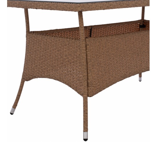 ΤΡΑΠΕΖΙ ΜΕΤΑΛΛΙΚΟ MINSK RATTAN ΜΠΕΖ ΚΑΦΕ HM5507.02 150x90x75 εκ.