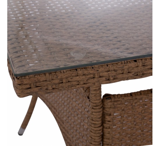 ΤΡΑΠΕΖΙ ΜΕΤΑΛΛΙΚΟ MINSK RATTAN ΜΠΕΖ ΚΑΦΕ HM5507.02 150x90x75 εκ.