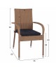 ΣΕΤ ΤΡΑΠΕΖΑΡΙΑΣ 5ΤΜΧ ΤΡΑΠ. 120Χ70 & ΠΟΛΥΘΡΟΝΕΣ WICKER RATTAN ΜΠΕΖ ΚΑΦΕ HM11711.32 4 θέσεων