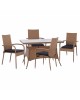 ΣΕΤ ΤΡΑΠΕΖΑΡΙΑΣ 5ΤΜΧ ΤΡΑΠ. 120Χ70 & ΠΟΛΥΘΡΟΝΕΣ WICKER RATTAN ΜΠΕΖ ΚΑΦΕ HM11711.32 4 θέσεων
