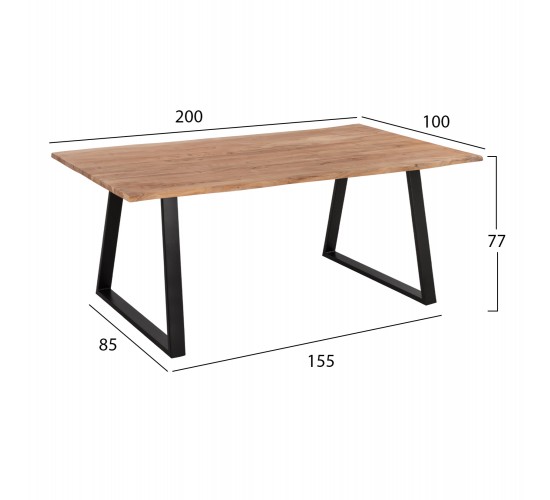 ΤΡΑΠΕΖΙ ΤΡΑΠΕΖΑΡΙΑΣ SOFIA SLIM HM8501.11 ΑΠΟ ΜΑΣΙΦ ΞΥΛΟ ΑΚΑΚΙΑΣ 200x100x77Υ εκ.