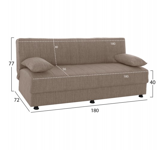 ΚΑΝΑΠΕΣ ΚΡΕΒΑΤΙ ANDRI ΤΡΙΘΕΣΙΟΣ ΜΠΕΖ HM3239.04 180x83x74Υ εκ. 3θέσιος