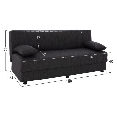 ΚΑΝΑΠΕΣ ΚΡΕΒΑΤΙ ΤΡΙΘΕΣΙΟΣ ΓΚΡΙ HM3239.03 180x72x77 εκ. 3θέσιος