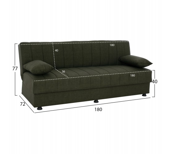 ΚΑΝΑΠΕΣ ΚΡΕΒΑΤΙ ANDRI ΤΡΙΘΕΣΙΟΣ DARK OLIVE HM3239.05 180x72x77 εκ. 3θέσιος
