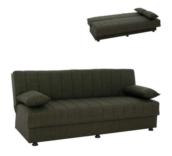 ΚΑΝΑΠΕΣ ΚΡΕΒΑΤΙ ANDRI ΤΡΙΘΕΣΙΟΣ DARK OLIVE HM3239.05 180x72x77 εκ. 3θέσιος