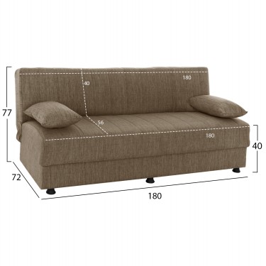 ΚΑΝΑΠΕΣ ΚΡΕΒΑΤΙ ANDRI ΤΡΙΘΕΣΙΟΣ ΚΑΦΕ HM3239.02 180x72x77Υ εκ. 3θέσιος