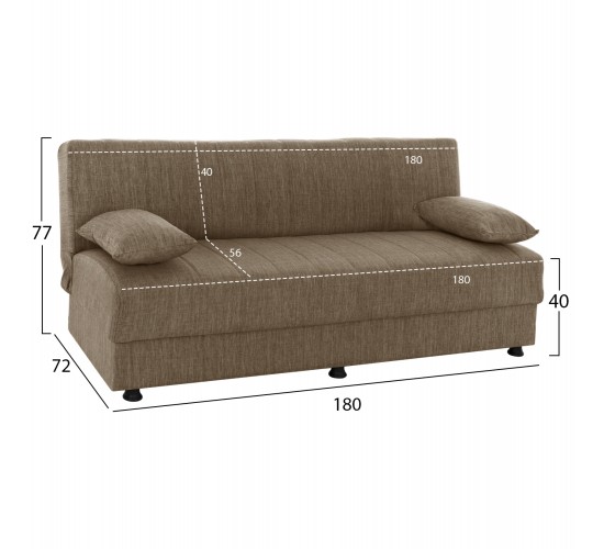ΚΑΝΑΠΕΣ ΚΡΕΒΑΤΙ ANDRI ΤΡΙΘΕΣΙΟΣ ΚΑΦΕ HM3239.02 180x72x77Υ εκ. 3θέσιος