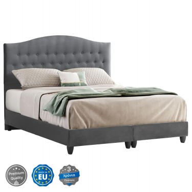 ΚΡΕΒΑΤΙ MALENA ΑΠΟ ΓΚΡΙ ΒΕΛΟΥΔΟ HM638.10 ΓΙΑ ΣΤΡΩΜΑ 150x200 εκ. Διπλό