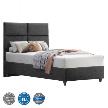 ΚΡΕΒΑΤΙ MILO ΑΠΟ ΓΚΡΙ ΥΦΑΣΜΑ HM646.01 ΓΙΑ ΣΤΡΩΜΑ 120x200 εκ. Ημίδιπλο