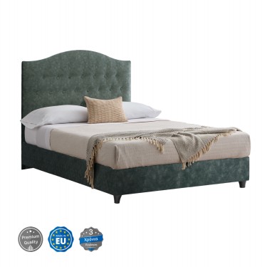 ΚΡΕΒΑΤΙ MALENA ΑΠΟ ΠΡΑΣΙΝΟ ΥΦΑΣΜΑ τύπου NUBUCK, HM647.27 ΓΙΑ ΣΤΡΩΜΑ 120x200 εκ. Ημίδιπλο