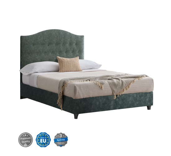 ΚΡΕΒΑΤΙ MALENA ΑΠΟ ΠΡΑΣΙΝΟ ΥΦΑΣΜΑ τύπου NUBUCK, HM647.27 ΓΙΑ ΣΤΡΩΜΑ 120x200 εκ. Ημίδιπλο