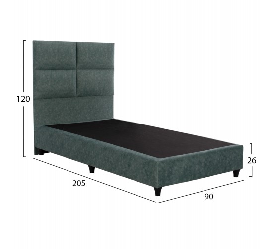 ΚΡΕΒΑΤΙ MILO ΑΠΟ ΠΡΑΣΙΝΟ ΥΦΑΣΜΑ τύπου NUBUCK HM652.27 ΓΙΑ ΣΤΡΩΜΑ 90x200 εκ. Μονό