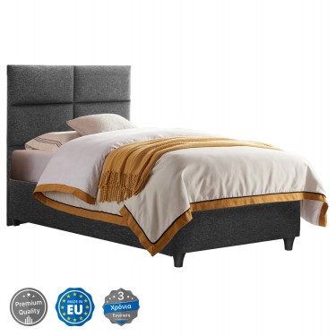 ΚΡΕΒΑΤΙ MILO ΑΠΟ ΓΚΡΙ ΥΦΑΣΜΑ HM652.01 ΓΙΑ ΣΤΡΩΜΑ 90x200 εκ. Μονό