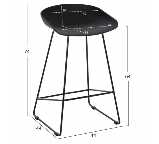 ΣΚΑΜΠΟ ΜΠΑΡ NAILA HM9299.02 ΜΑΥΡΟ ΜΕΣΑΙΟΥ ΥΨΟΥΣ 44x44x74Yεκ.