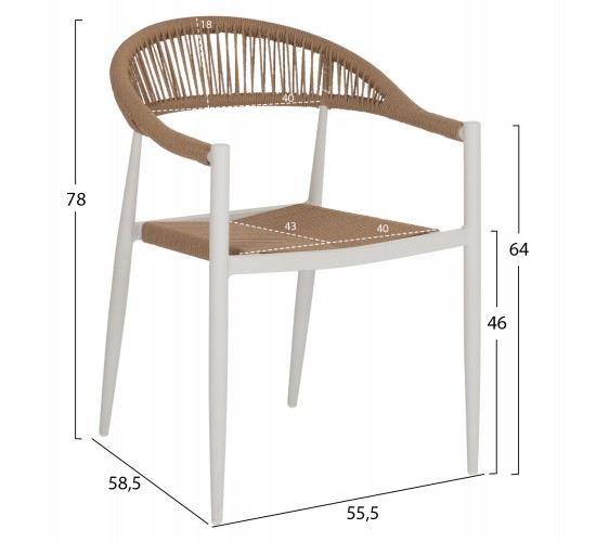 ΠΟΛΥΘΡΟΝΑ ΑΛΟΥΜΙΝΙΟΥ GRET HM5854.01 ΛΕΥΚΗ PE RATTAN ΜΠΕΖ 56x55,5x78Υεκ.
