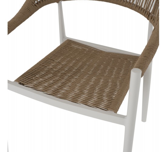 ΠΟΛΥΘΡΟΝΑ ΑΛΟΥΜΙΝΙΟΥ GRET HM5854.01 ΛΕΥΚΗ PE RATTAN ΜΠΕΖ 56x55,5x78Υεκ.