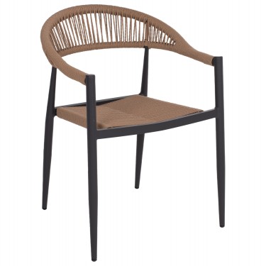 ΠΟΛΥΘΡΟΝΑ ΑΛΟΥΜΙΝΙΟΥ GRET HM5854.02 ΑΝΘΡΑΚΙ PΕ RATTAN ΜΠΕΖ 56x55,5x78Υ εκ.