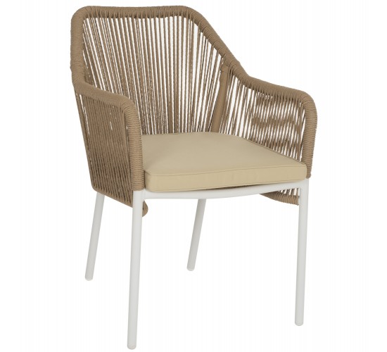 ΠΟΛΥΘΡΟΝΑ ΑΛΟΥΜΙΝΙΟΥ HM5855.01 ΛΕΥΚΟ ΜΕ ΣΧΟΙΝΙ WICKER PE ΜΠΕΖ 56x66x82 εκ.