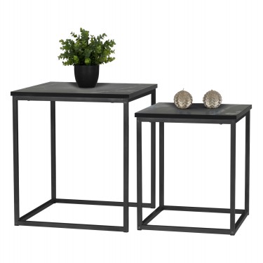 ΖΙΓΚΟΝ GRELAY 2 ΤΕΜ MDF ΟΨΗ ΜΑΡΜΑΡΟΥ & ΜΕΤΑΛΛΟ HM8762.13 45Χ45Χ50εκ. & 37Χ37Χ43 εκ.