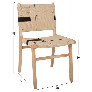 ΚΑΡΕΚΛΑ RUBBERWOOD ΚΑΙ ΣΧΟΙΝΙ ΣΕ ΦΥΣΙΚΟ RUSTIC 50x60x88Yεκ.HM9323.01