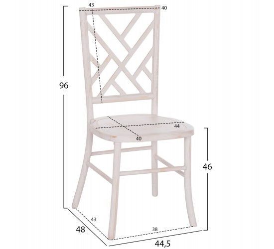 ΚΑΡΕΚΛΑ ΑΠΟ ΞΥΛΟ ΤΟΟΝ WHITE WASH 44.5x48x96Υεκ.HM9410.05