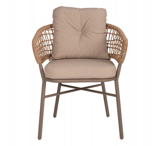 ΠΟΛΥΘΡΟΝΑ ΑΛΟΥΜΙΝΙΟΥ ΜΟΚΑ ΕΠΑΓΓΕΛΜ. RATTAN & ΜΑΞΙΛΑΡΙ ΜΠΕΖ 57x61x74Yεκ.HM5863.02