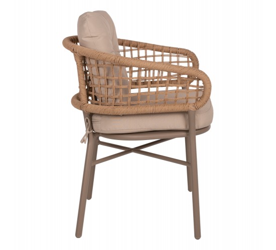 ΠΟΛΥΘΡΟΝΑ ΑΛΟΥΜΙΝΙΟΥ ΜΟΚΑ ΕΠΑΓΓΕΛΜ. RATTAN & ΜΑΞΙΛΑΡΙ ΜΠΕΖ 57x61x74Yεκ.HM5863.02
