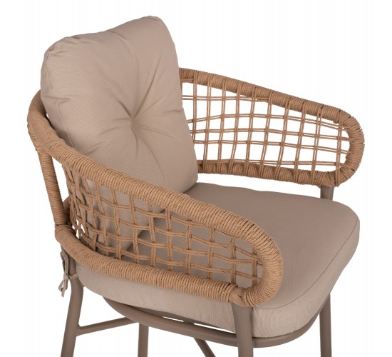 ΠΟΛΥΘΡΟΝΑ ΑΛΟΥΜΙΝΙΟΥ ΜΟΚΑ ΕΠΑΓΓΕΛΜ. RATTAN & ΜΑΞΙΛΑΡΙ ΜΠΕΖ 57x61x74Yεκ.HM5863.02
