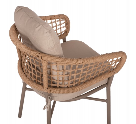 ΠΟΛΥΘΡΟΝΑ ΑΛΟΥΜΙΝΙΟΥ ΜΟΚΑ ΕΠΑΓΓΕΛΜ. RATTAN & ΜΑΞΙΛΑΡΙ ΜΠΕΖ 57x61x74Yεκ.HM5863.02