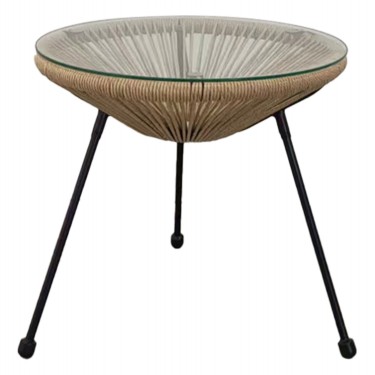 ΤΡΑΠΕΖΙ ΒΟΗΘΗΤΙΚΟ ALLEGRA ΜΑΥΡΟ ΜΕΤΑΛΛΟ  ME TWISTED WICKER ΦΥΣΙΚΟ HM5873.01 Φ47Χ45Υεκ.