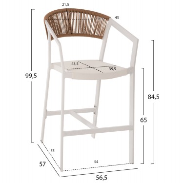 ΣΚΑΜΠΟ ΑΛΟΥΜΙΝΙΟΥ MIRI HM5892.12 ΜΕΣΑΙΟΥ ΥΨΟΥΣ RATTAN & TEXTLINE ΛΕΥΚΟ ΜΠΕΖ 55x56,5x99Y