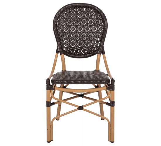 ΚΑΡΕΚΛΑ ΑΛΟΥΜΙΝΙΟΥ BAMBOO LOOK ΜΕ ΚΑΦΕ PE RATTAN HM5925.01 47x58x95Yεκ.