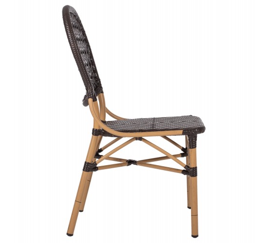 ΚΑΡΕΚΛΑ ΑΛΟΥΜΙΝΙΟΥ BAMBOO LOOK ΜΕ ΚΑΦΕ PE RATTAN HM5925.01 47x58x95Yεκ.