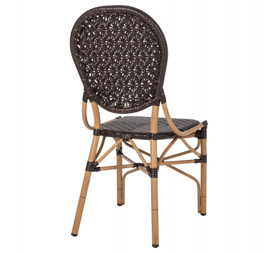 ΚΑΡΕΚΛΑ ΑΛΟΥΜΙΝΙΟΥ BAMBOO LOOK ΜΕ ΚΑΦΕ PE RATTAN HM5925.01 47x58x95Yεκ.