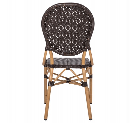 ΚΑΡΕΚΛΑ ΑΛΟΥΜΙΝΙΟΥ BAMBOO LOOK ΜΕ ΚΑΦΕ PE RATTAN HM5925.01 47x58x95Yεκ.